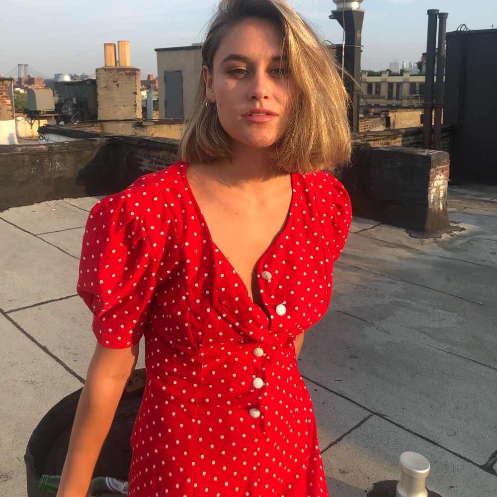 Vintage polka dot midi dress